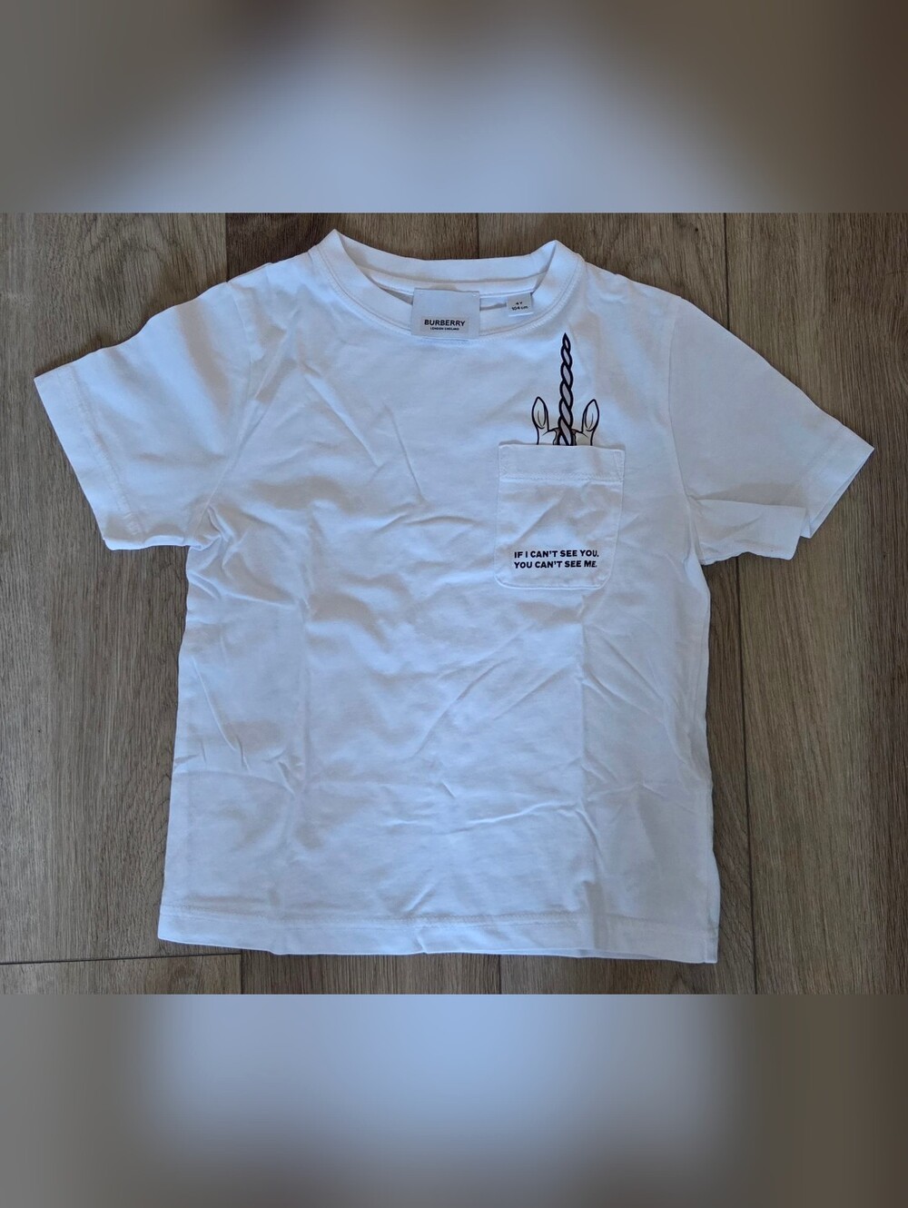 Burberry Kids White Unicorn Pocket T-Shirt